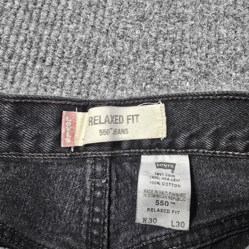 Levis 550 Jeans Mens 30x30 Black Relaxed Fit Tapered Leg Denim 100% Cotton 26x28 - Picture 4 of 14